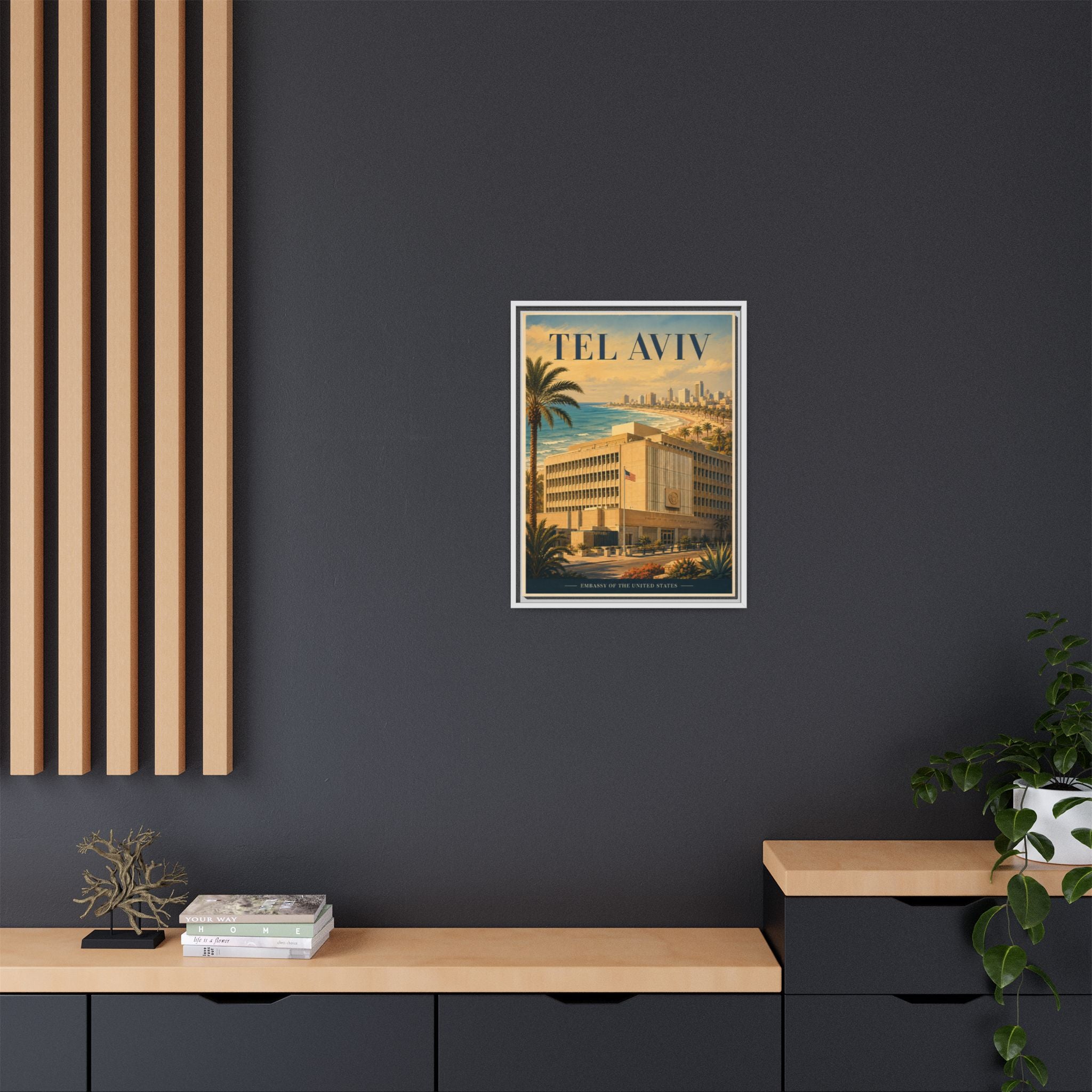 Tel Aviv Embassy Wrapped Canvas Framed