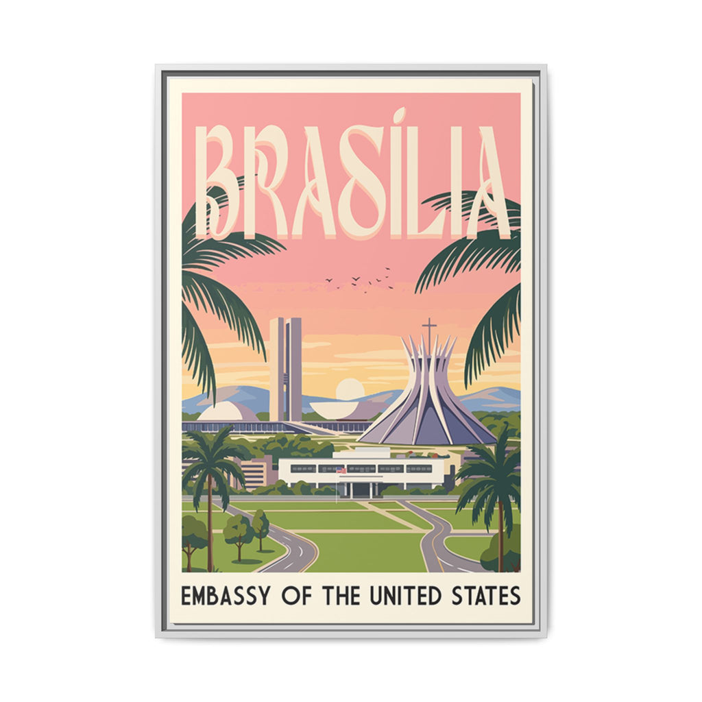 Brasília Embassy Wrapped Canvas Framed