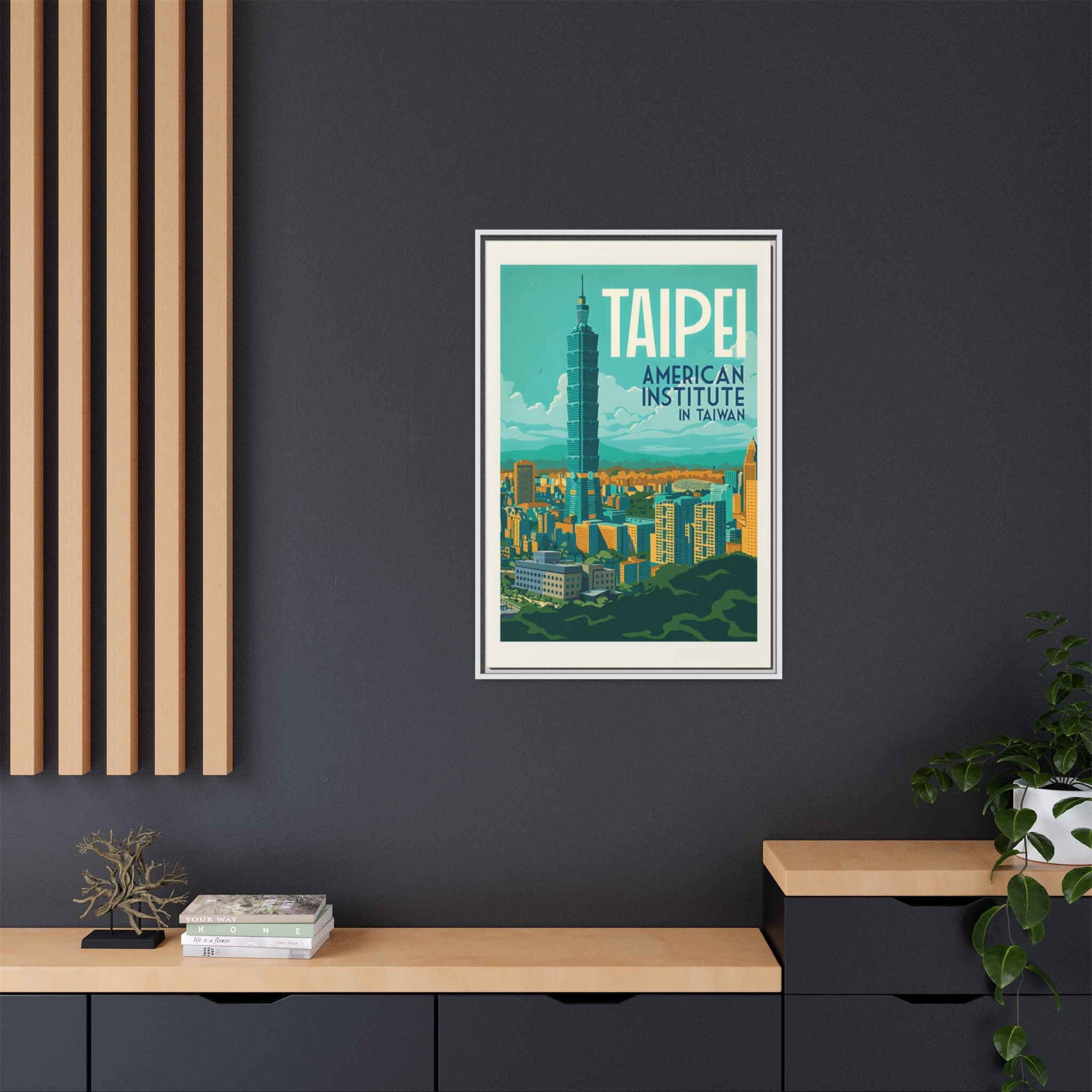 Taipei Embassy Wrapped Canvas Framed