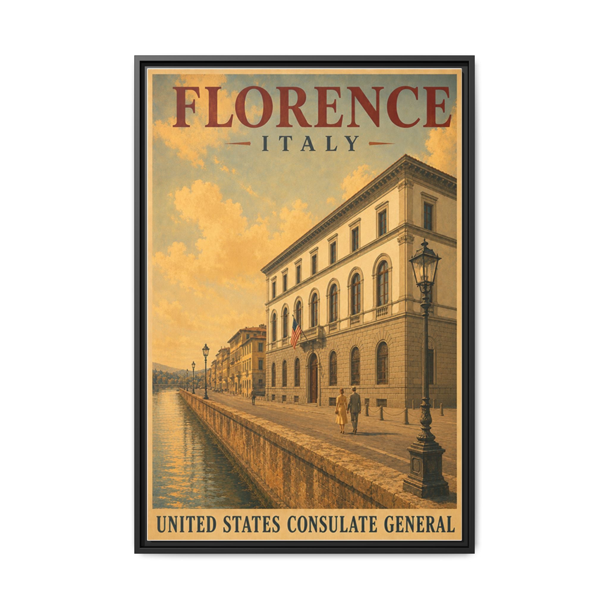 Florence Consulate General Wrapped Canvas Framed