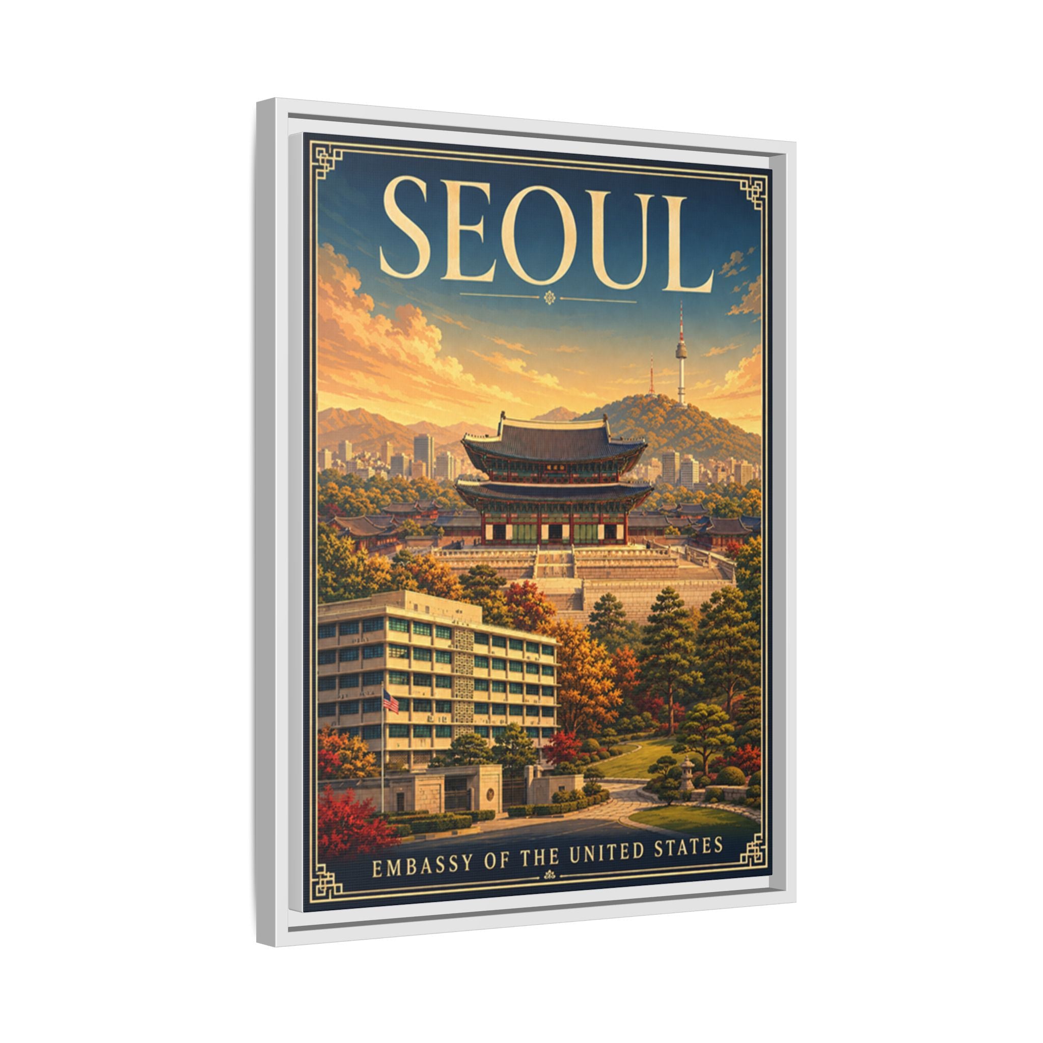 Seoul Embassy Wrapped Canvas Framed