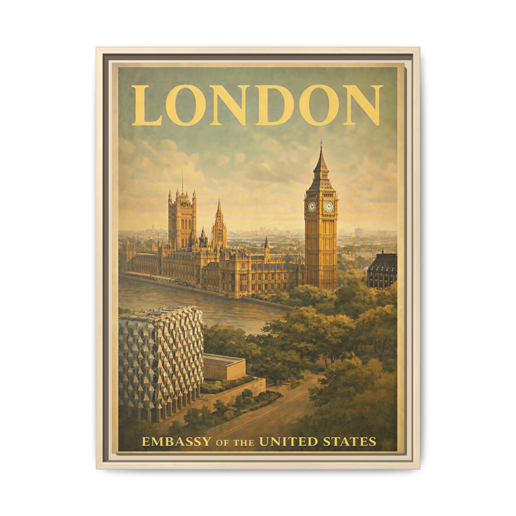 London Embassy Wrapped Canvas Framed