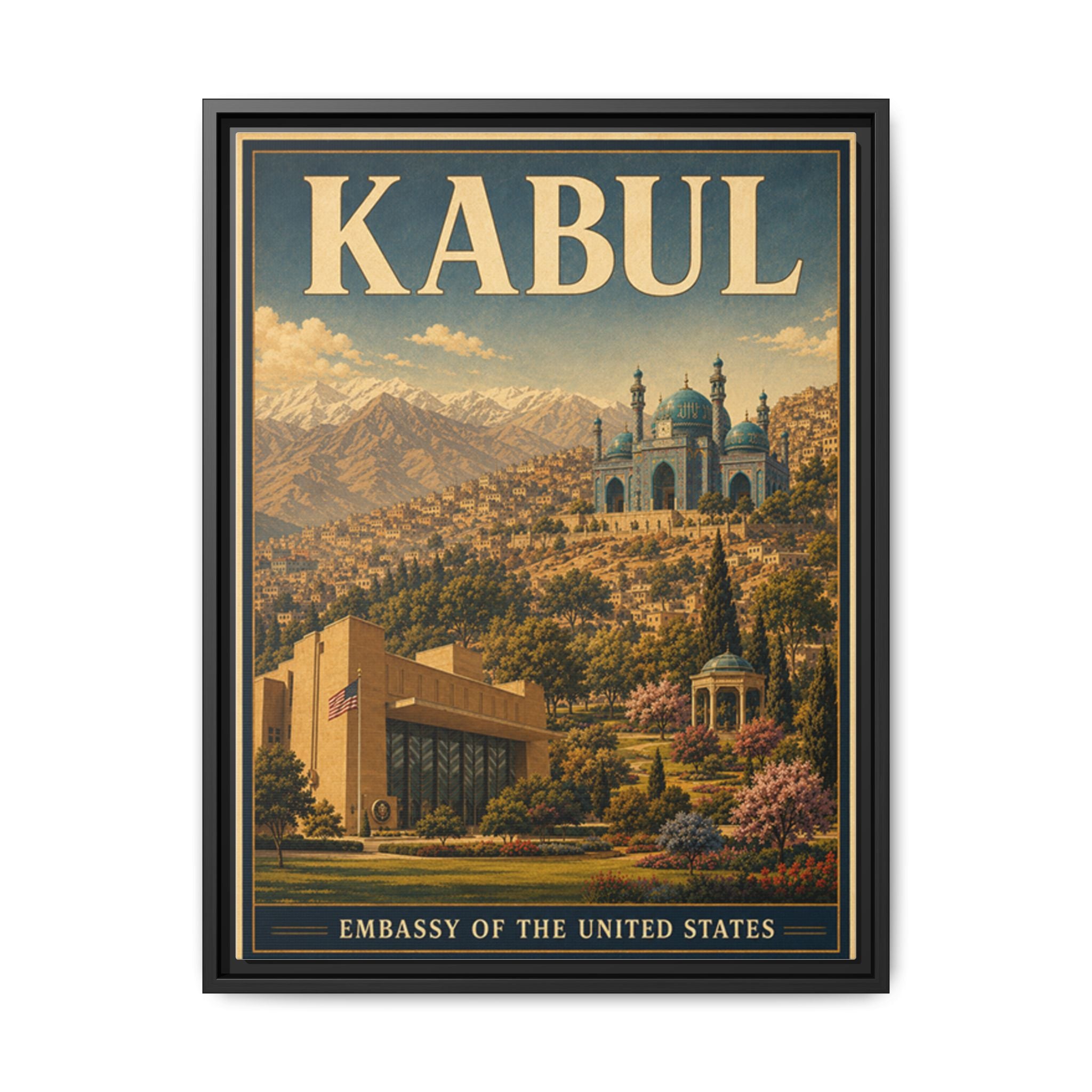 Kabul Embassy Wrapped Canvas Framed