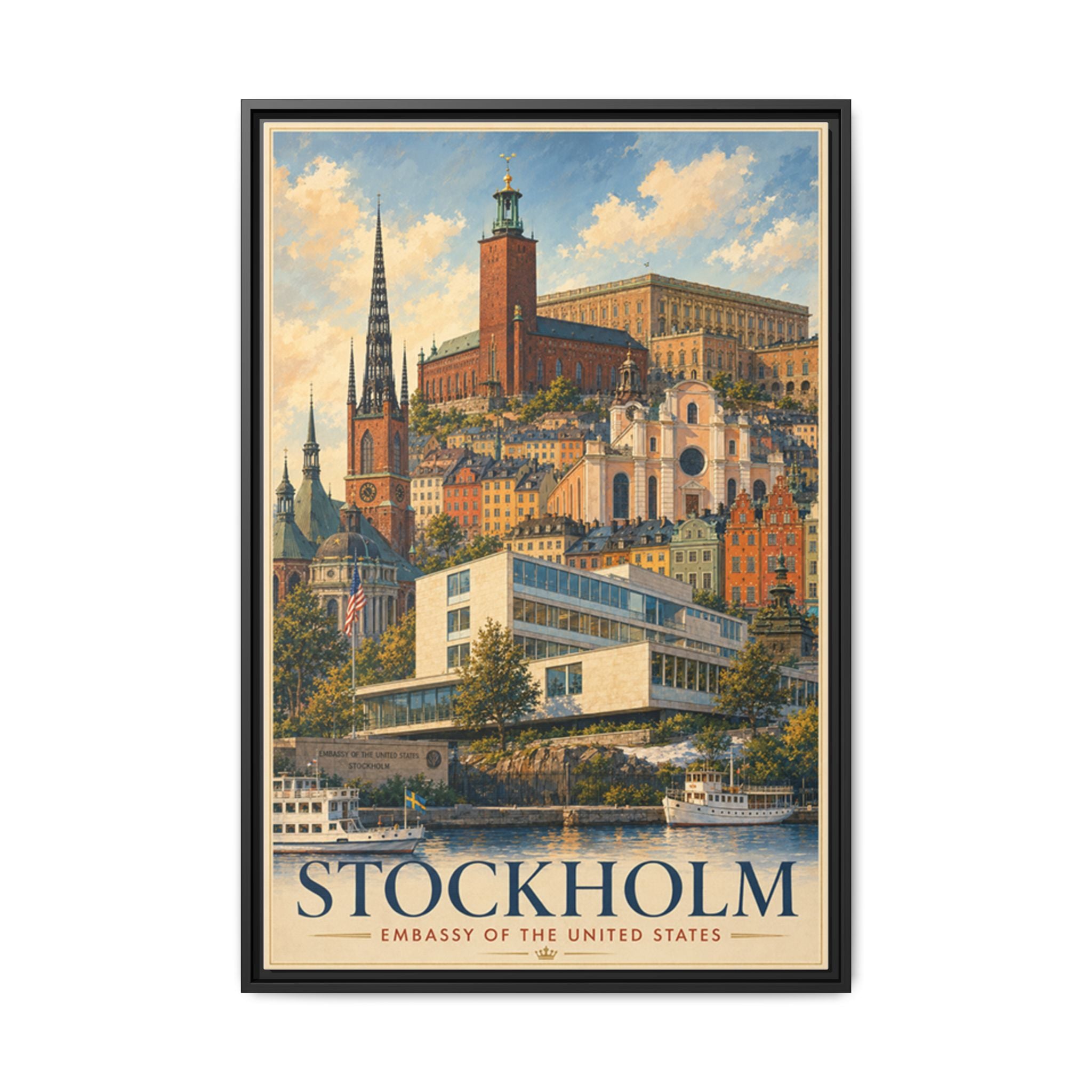Stockholm Embassy Wrapped Canvas Framed