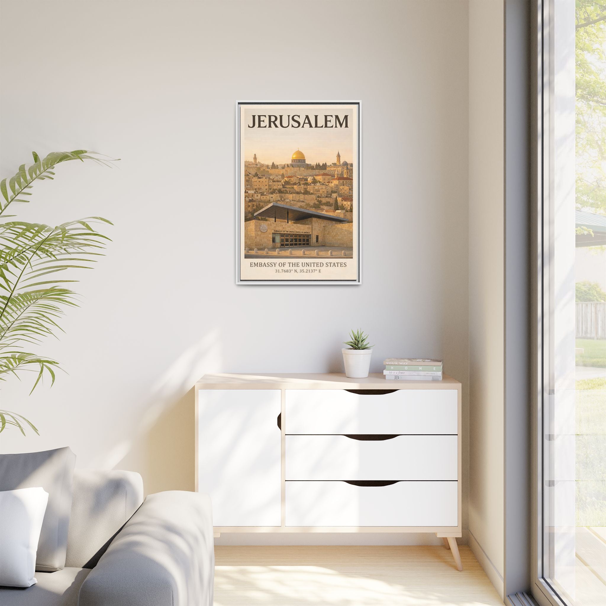 Jerusalem Embassy Wrapped Canvas Framed