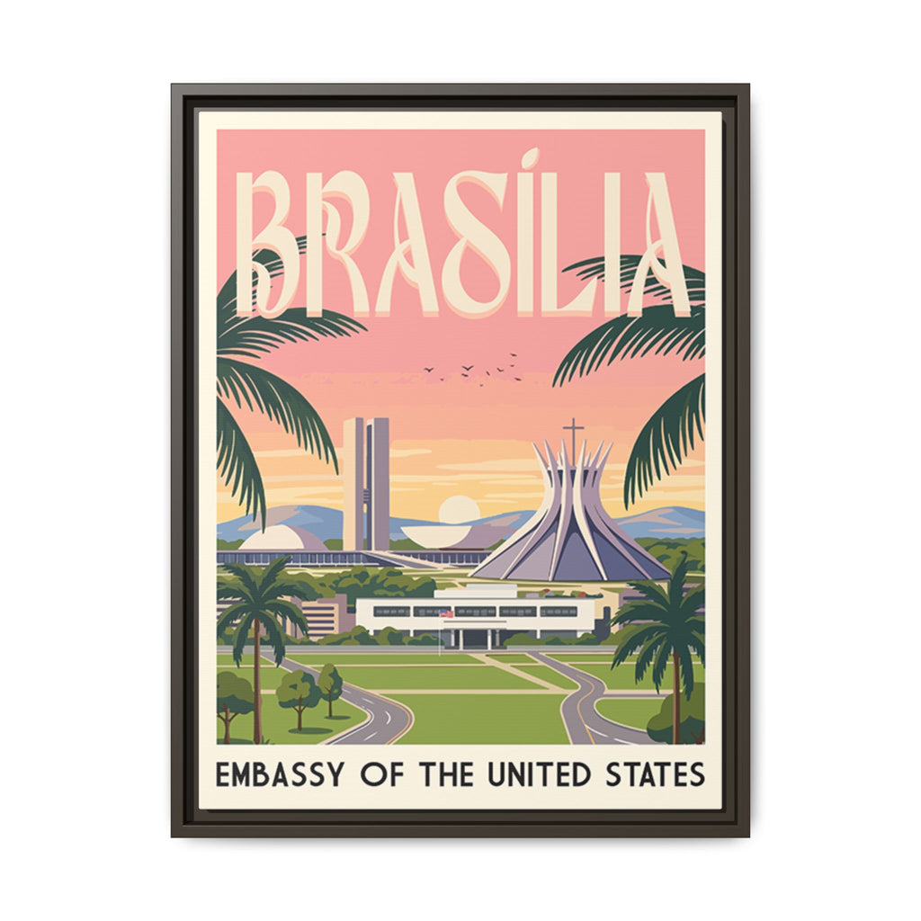 Brasília Embassy Wrapped Canvas Framed