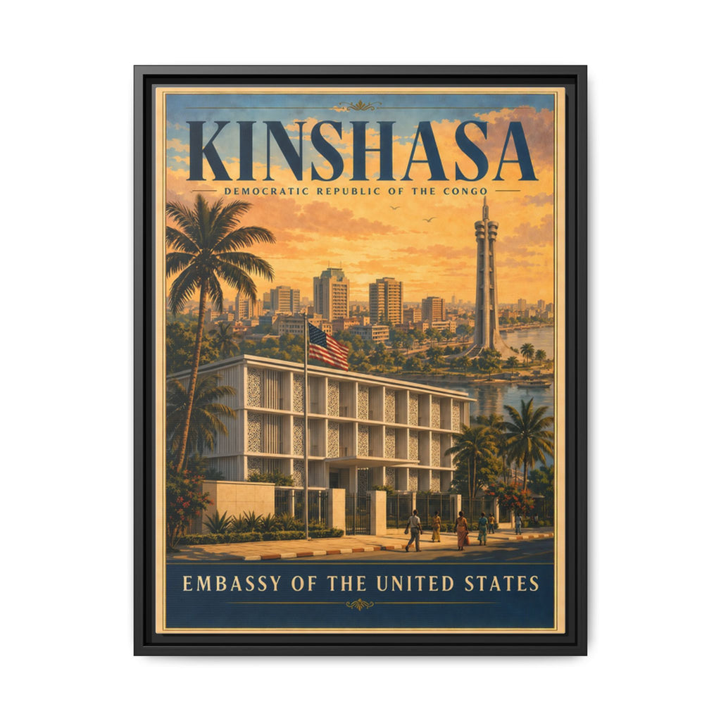 Kinshasa Embassy Wrapped Canvas Framed