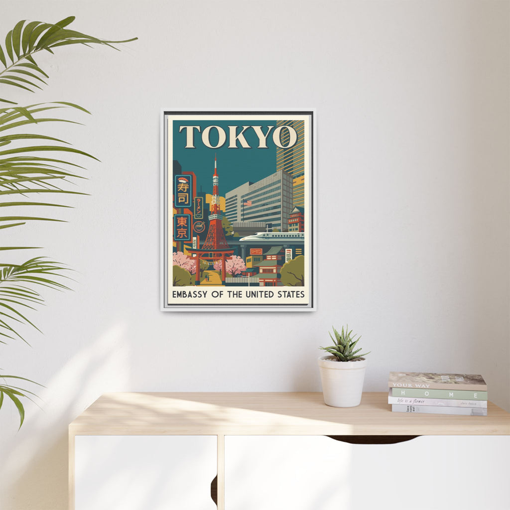 Tokyo Embassy Wrapped Canvas Framed