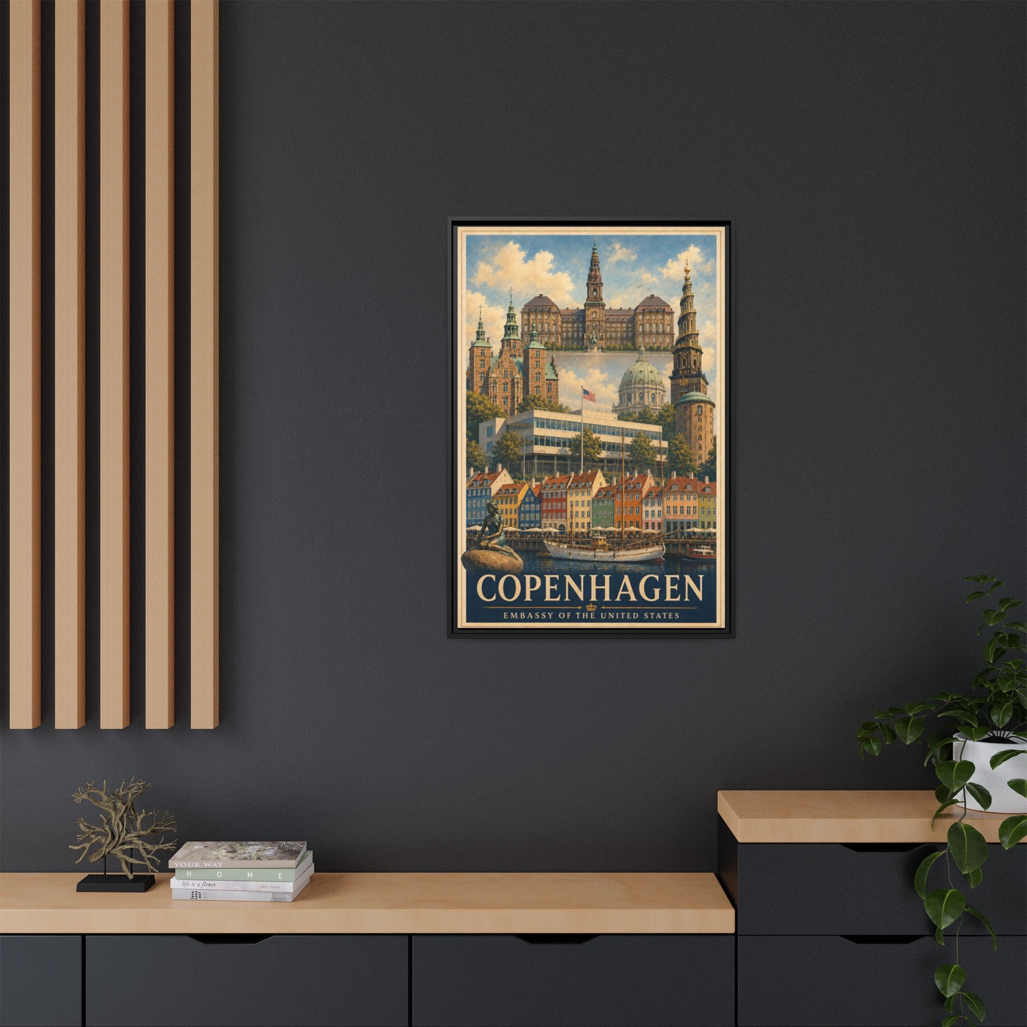 Copenhagen Embassy Wrapped Canvas Framed