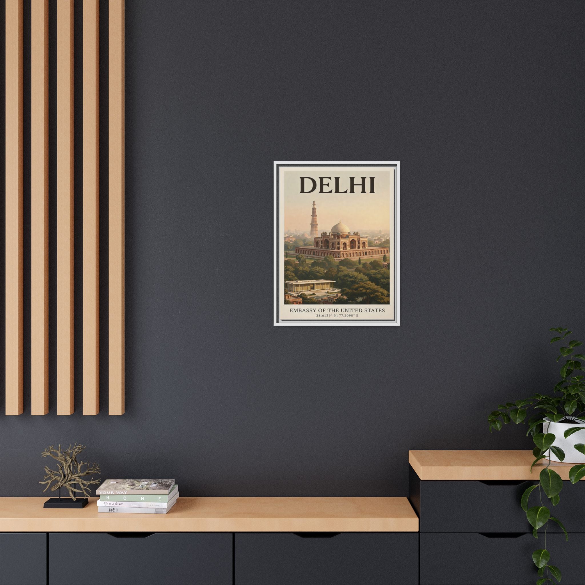 Delhi Embassy Wrapped Canvas Framed
