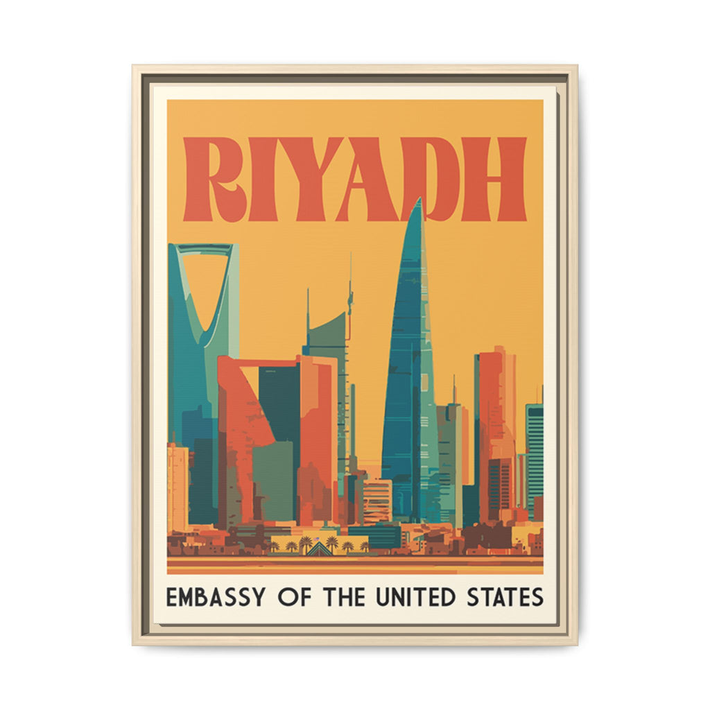 Riyadh Embassy Wrapped Canvas Framed