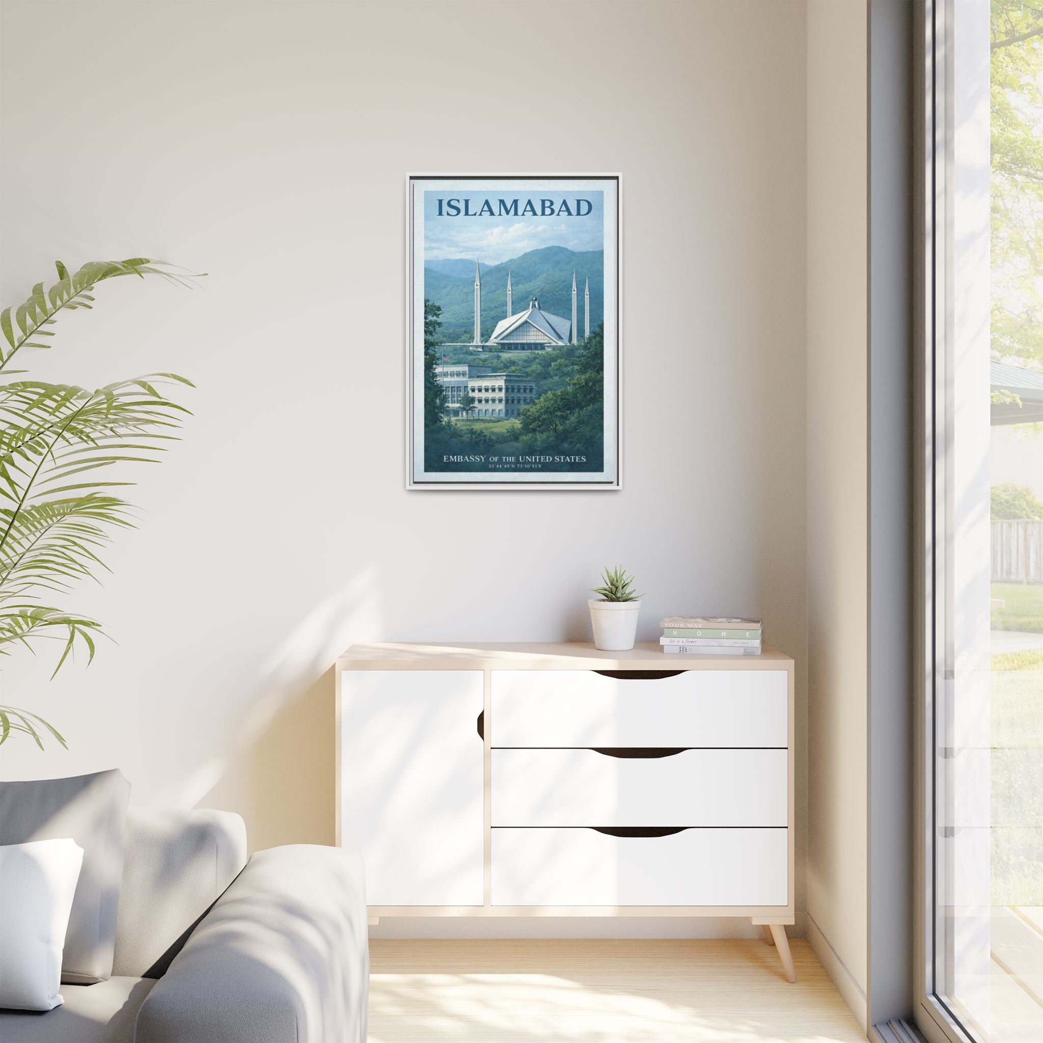 Islamabad Embassy Wrapped Canvas Framed