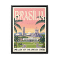 Brasília Embassy Wrapped Canvas Framed