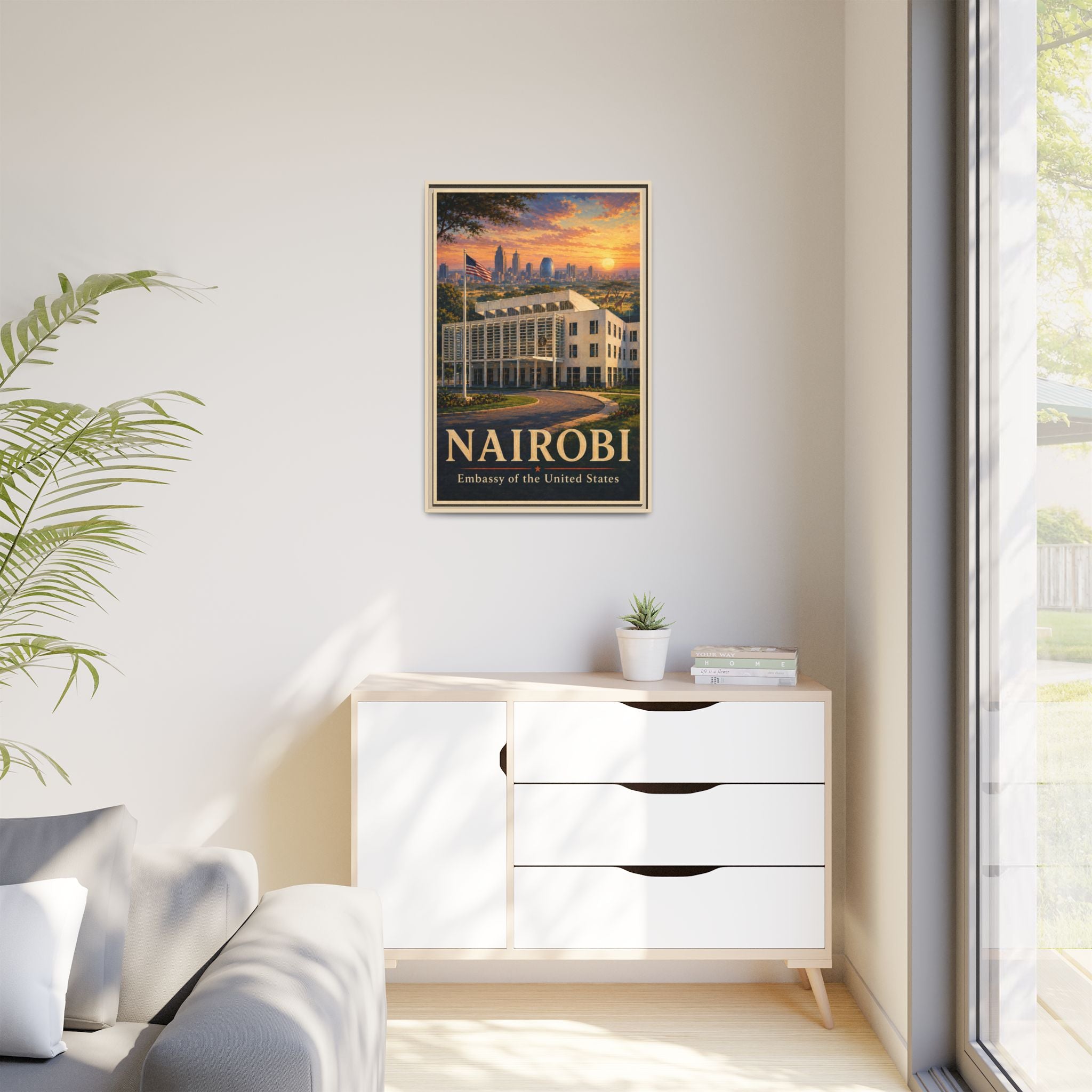 Nairobi Embassy Wrapped Canvas Framed