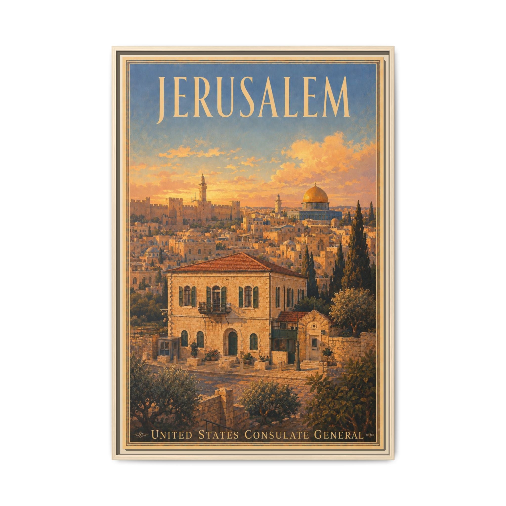 Jerusalem Consulate General Wrapped Canvas Framed