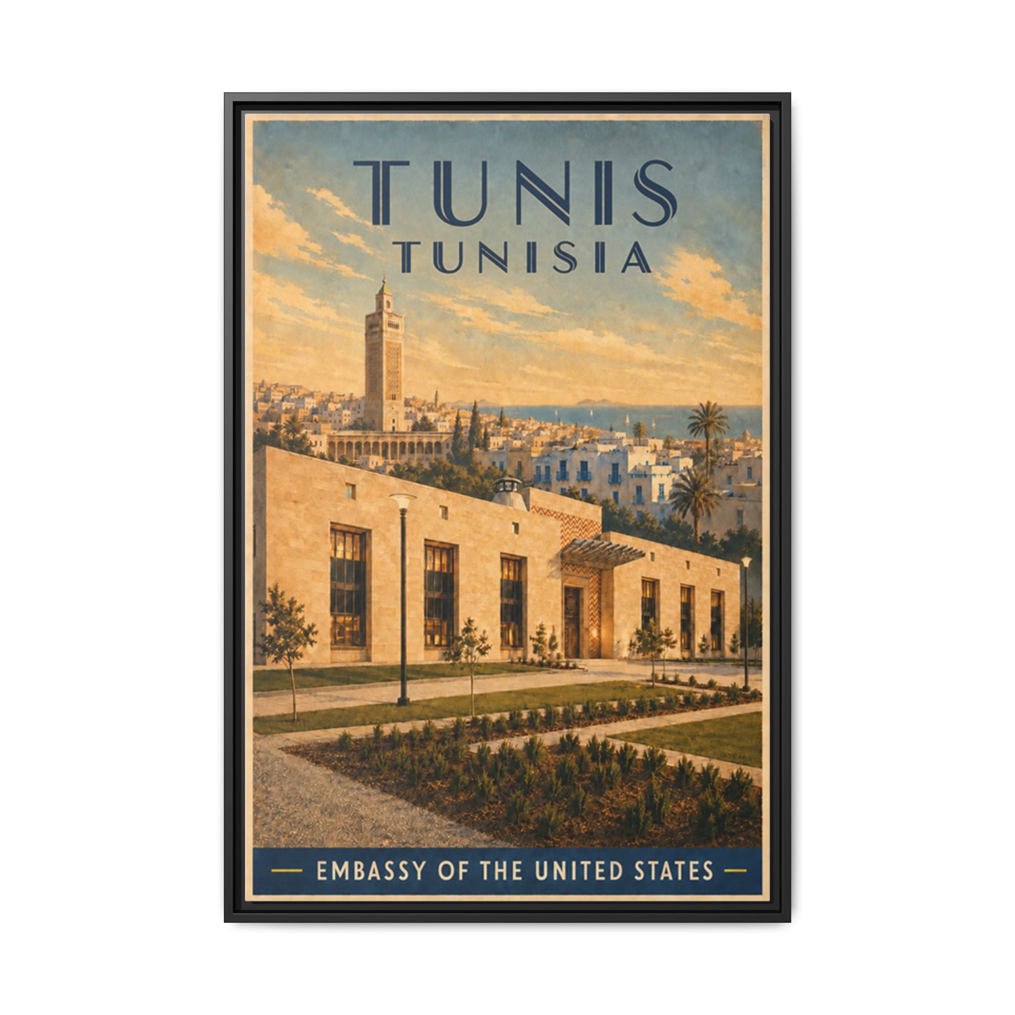 Tunis Embassy Wrapped Canvas Framed
