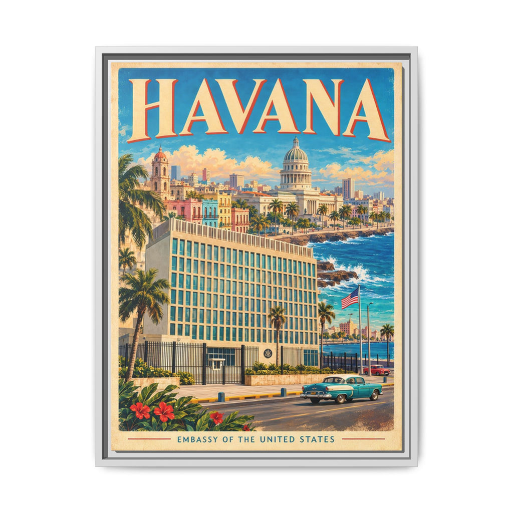 Havana Embassy Wrapped Canvas Framed