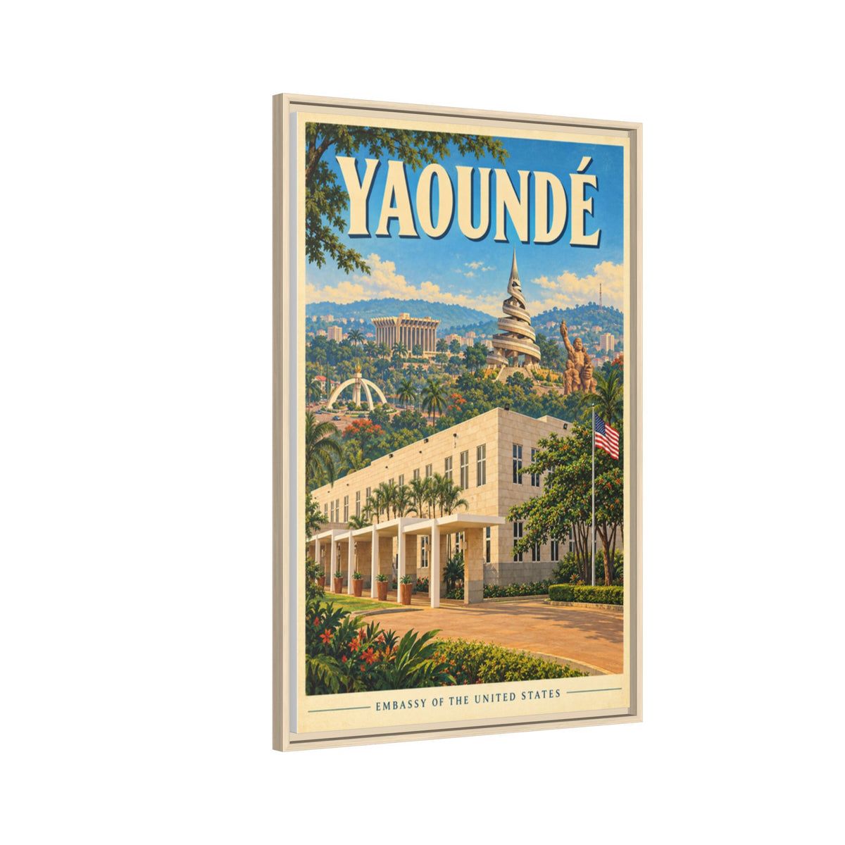 Yaoundé Embassy Wrapped Canvas Framed