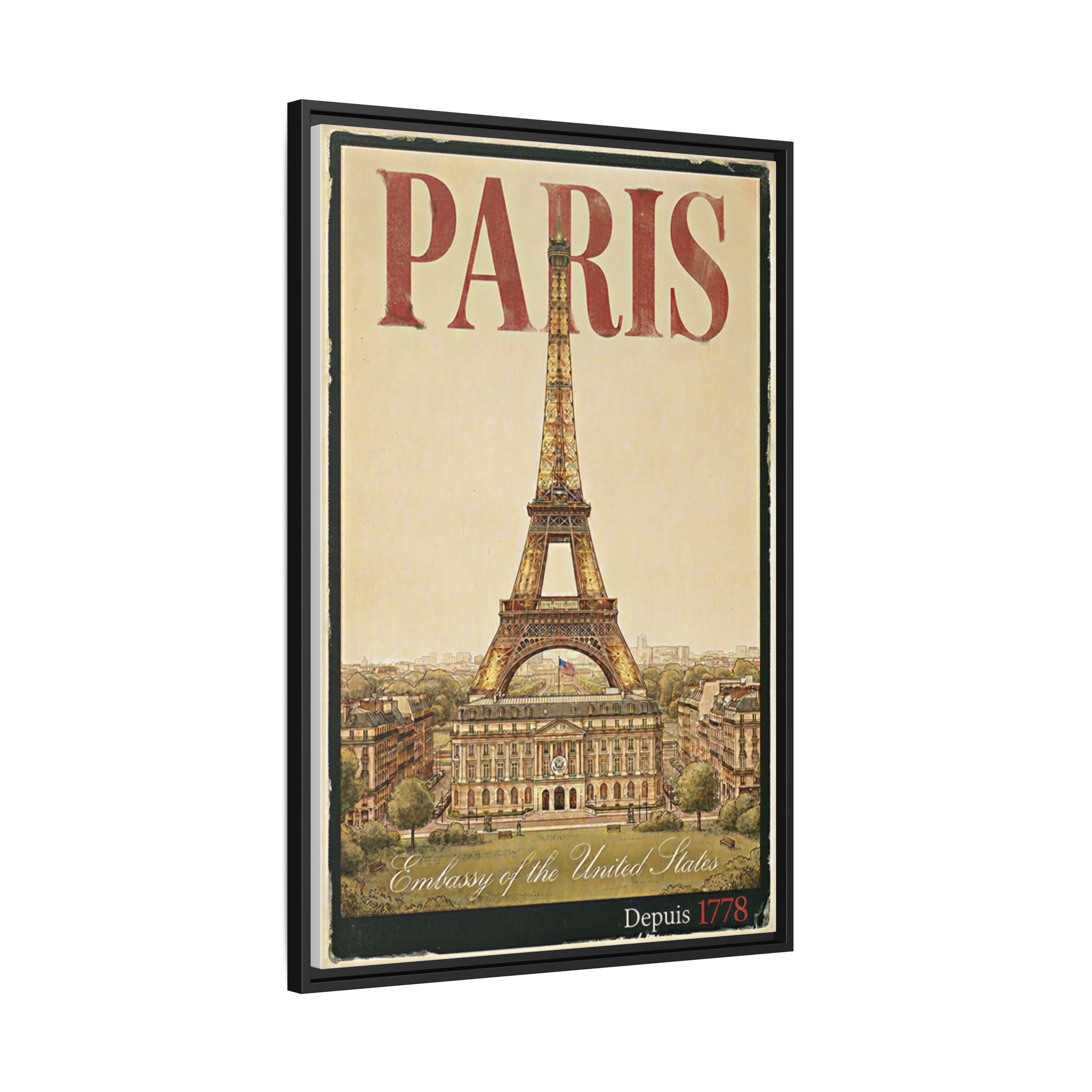 Paris Embassy Wrapped Canvas Framed