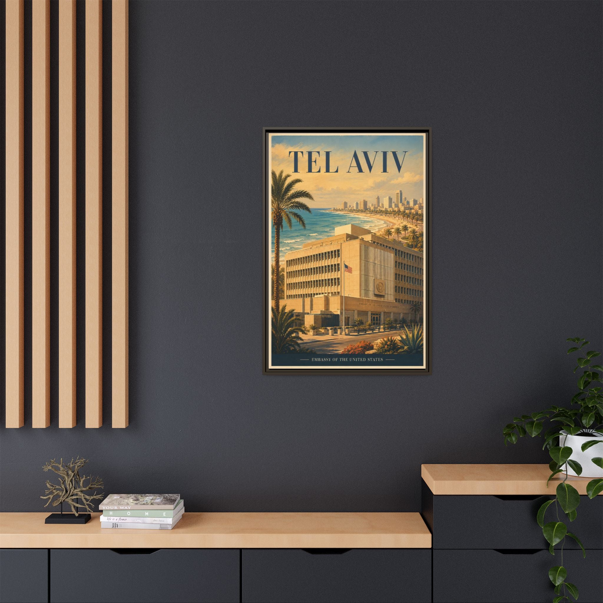 Tel Aviv Embassy Wrapped Canvas Framed