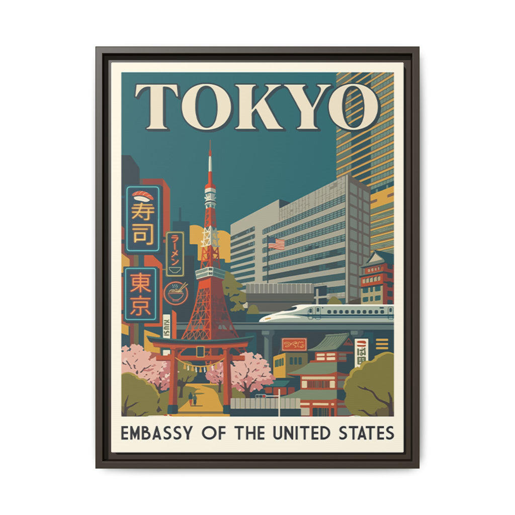 Tokyo Embassy Wrapped Canvas Framed