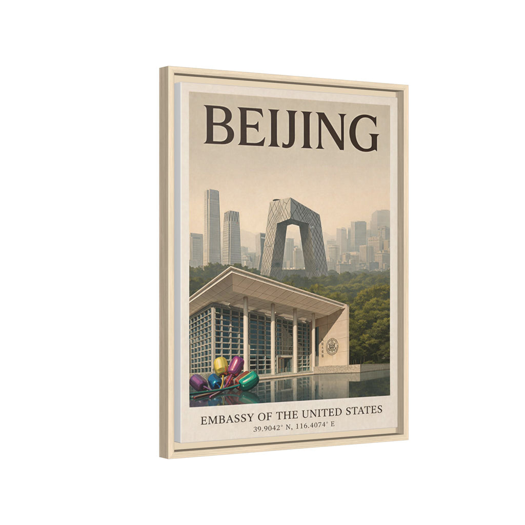 Beijing Embassy Wrapped Canvas Framed