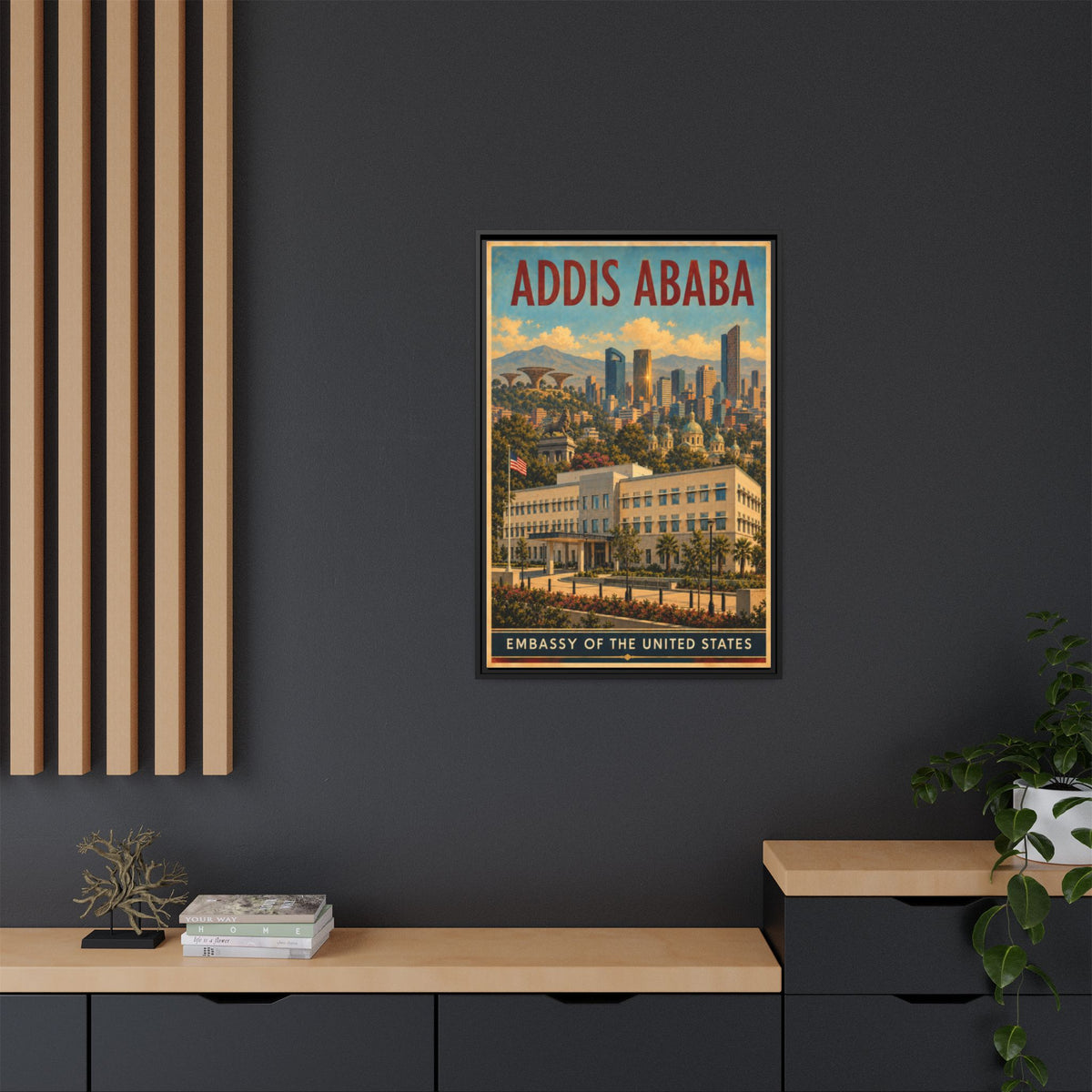 Addis Ababa Embassy Wrapped Canvas Framed
