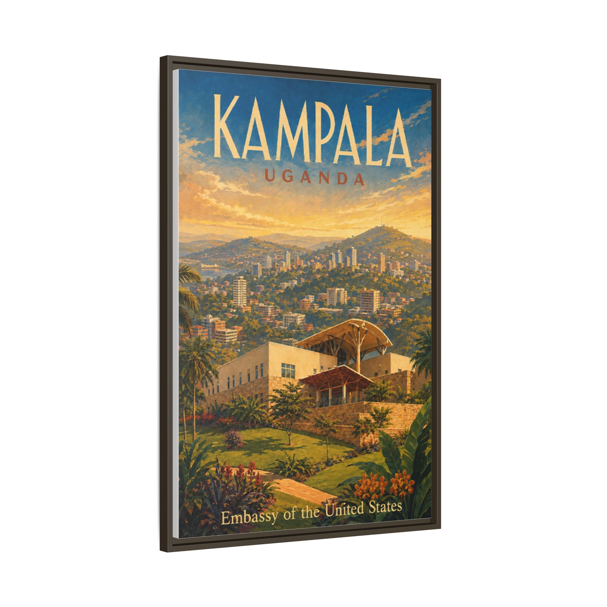 Kampala Uganda Embassy Wrapped Canvas Framed